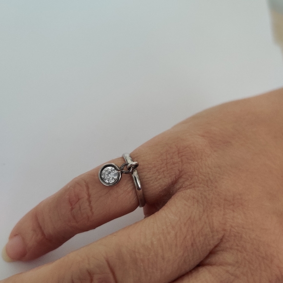 Vintage Diamante Drop Sterling Silver Ring - Picture 5 of 13